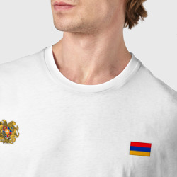Футболка с принтом Армения. Символика для мужчины, вид на модели спереди №4. Цвет основы: белый