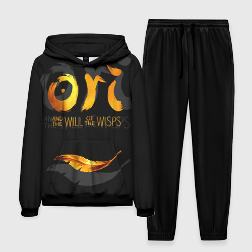 Мужской костюм с толстовкой 3D Ori and the Will of the Wisps - золотое перо, цвет черный