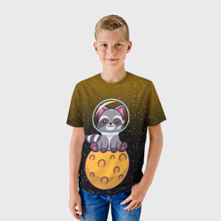 Детская футболка 3D Енот астронавт лунный енот - фото 2