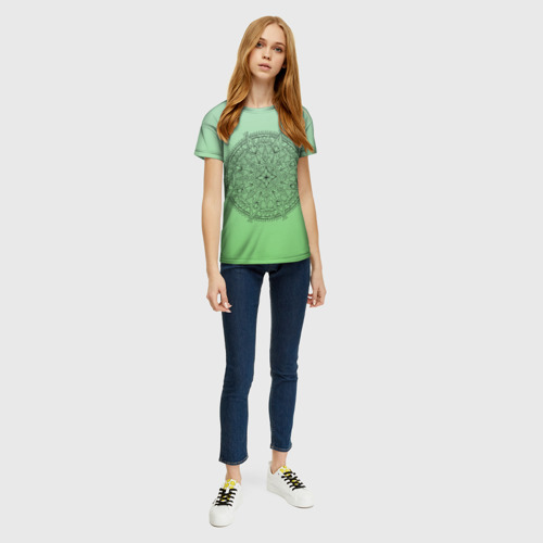 Женская футболка 3D Peacefull green, цвет 3D печать - фото 5