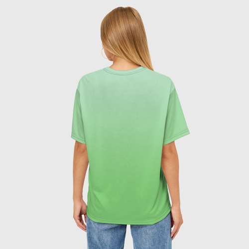 Женская футболка oversize 3D Peacefull green, цвет 3D печать - фото 4