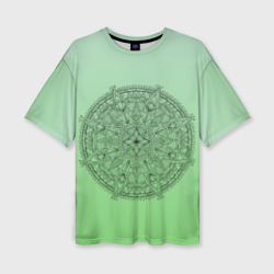 Женская футболка oversize 3D Peacefull green