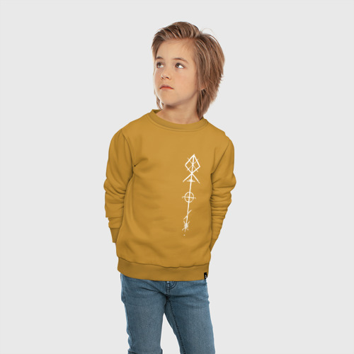 Детский свитшот хлопок Руны runes, цвет горчичный - фото 5