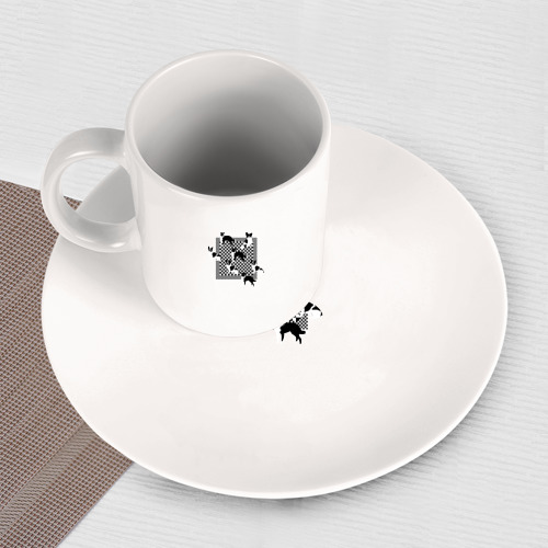 Набор: тарелка + кружка Черно-белые собачки - фото 3