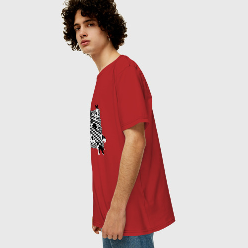 Мужская футболка хлопок Oversize Черно-белые собачки, цвет красный - фото 5
