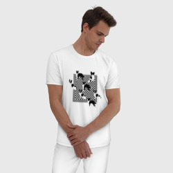 Мужская пижама хлопок Черно-белые собачки - фото 2