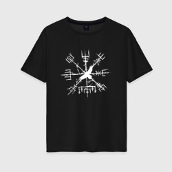 Женская футболка хлопок Oversize Vegvisir руны runes