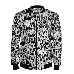 Мужской бомбер 3D Graffiti white on black