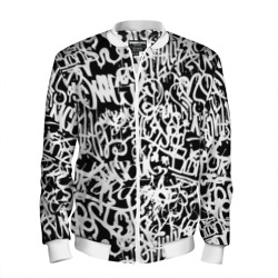 Мужской бомбер 3D Graffiti white on black