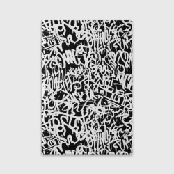 Обложка для паспорта матовая кожа Graffiti white on black