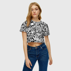 Женская футболка Crop-top 3D Graffiti white on black - фото 2