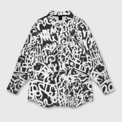 Мужская рубашка oversize 3D Graffiti white on black