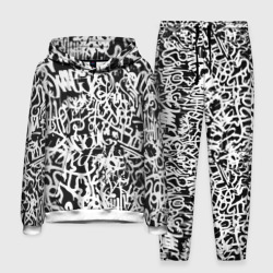 Мужской костюм с толстовкой 3D Graffiti white on black