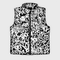 Мужской жилет утепленный 3D Graffiti white on black