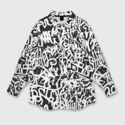Женская рубашка oversize 3D Graffiti white on black