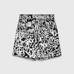 Детские спортивные шорты 3D Graffiti white on black