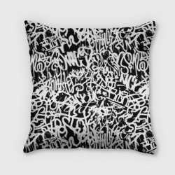 Подушка 3D Graffiti white on black