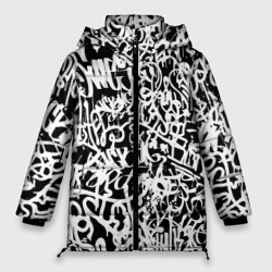 Женская зимняя куртка Oversize Graffiti white on black