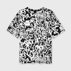 Женская футболка oversize 3D Graffiti white on black