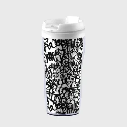 Термокружка-непроливайка Graffiti black on white