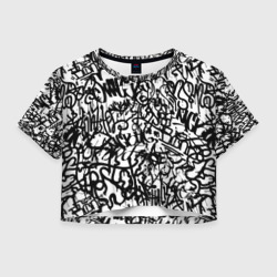 Женская футболка Crop-top 3D Graffiti black on white