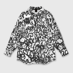 Мужская рубашка oversize 3D Graffiti black on white