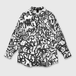 Женская рубашка oversize 3D Graffiti black on white