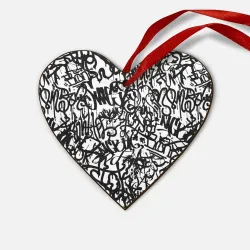 Деревянная игрушка Сердце Graffiti black on white
