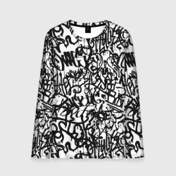 Мужской лонгслив 3D Graffiti black on white