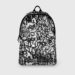 Рюкзак с принтом Graffiti black on white для любого человека, вид спереди №3. Цвет основы: белый