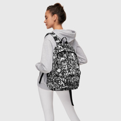 Рюкзак с принтом Graffiti black on white для любого человека, вид спереди №4. Цвет основы: белый