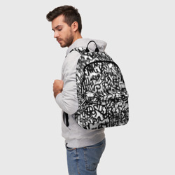 Рюкзак с принтом Graffiti black on white для любого человека, вид спереди №2. Цвет основы: белый