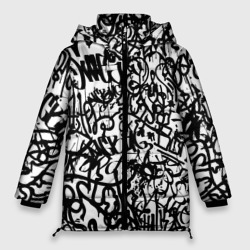 Женская зимняя куртка Oversize Graffiti black on white