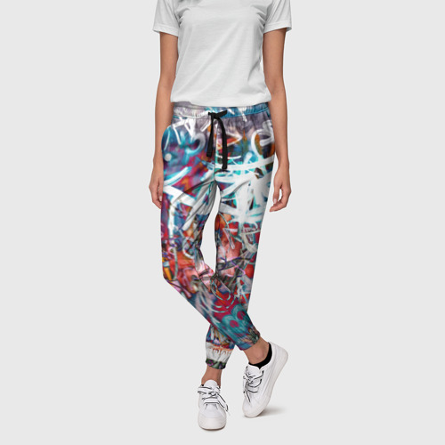 Женские брюки 3D с принтом Wall graffiti, фото на моделе #1