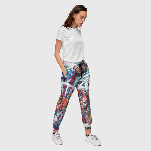 Женские брюки 3D с принтом Wall graffiti, вид сбоку #3