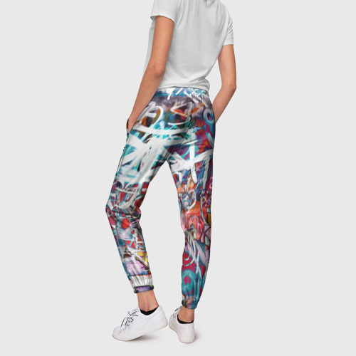 Женские брюки 3D с принтом Wall graffiti, вид сзади #2