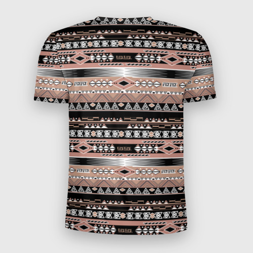 Мужская футболка 3D Slim Полосатый этнический орнамент коричнево черный , цвет 3D печать - фото 2