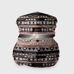 Бандана-труба 3D Полосатый этнический орнамент коричнево черный 