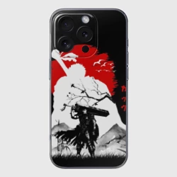 Чехол для iPhone 16 Pro Max силиконовый с защитой камеры Берсерк силуэт Гатса