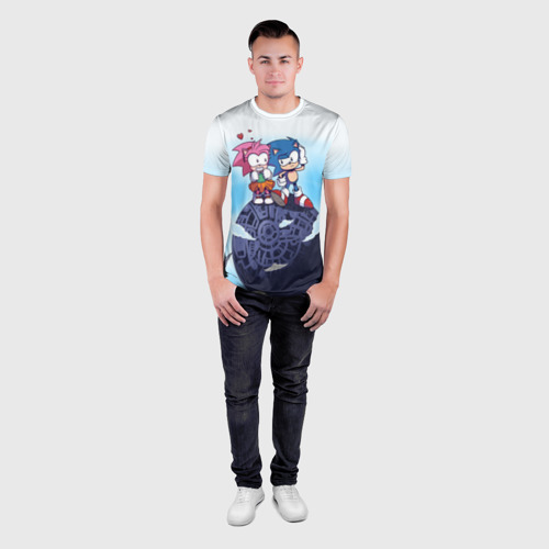 Мужская футболка 3D Slim с принтом SONIC | AMY ROSE (Z), вид сбоку #3
