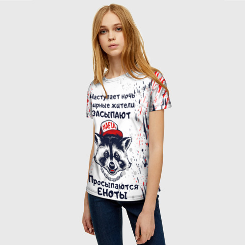 Женская футболка 3D Енотомафия mafia coon, цвет 3D печать - фото 3