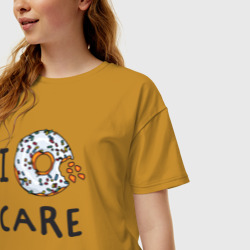 Женская футболка хлопок Oversize Мне все равно I donut care - фото 2