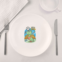 Набор: тарелка + кружка Динозаврик футболист - фото 2