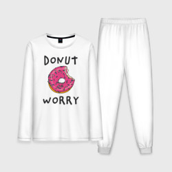 Мужская пижама с лонгсливом хлопок Не беспокойся Donut worry