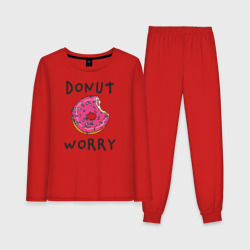 Женская пижама с лонгсливом хлопок Не беспокойся Donut worry