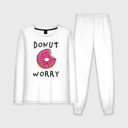 Женская пижама с лонгсливом хлопок Не беспокойся Donut worry