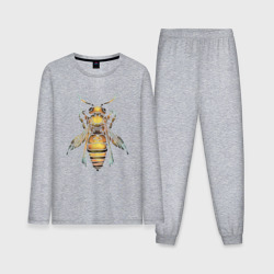 Мужская пижама с лонгсливом хлопок Акварельная пчела