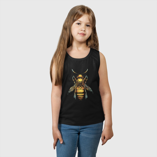 Детская майка хлопок Акварельная пчела, цвет черный - фото 3