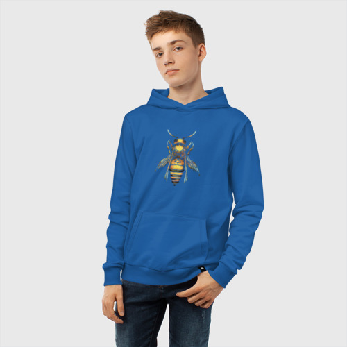 Детская толстовка хлопок Акварельная пчела, цвет синий - фото 6