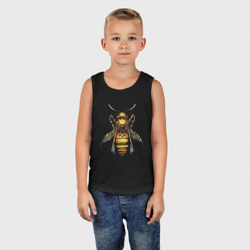 Детская майка хлопок Акварельная пчела, цвет черный - фото 5